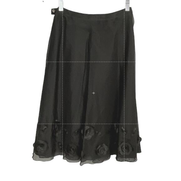 Laura Ashley Black Silk A Line Chiffon Tulle Midi Skirt 4P 4 Whimsigoth NEW NWT - Picture 3 of 11